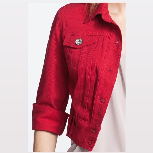 NWT! Jolt Cropped Denim Jacket Red - Picture 6 of 8